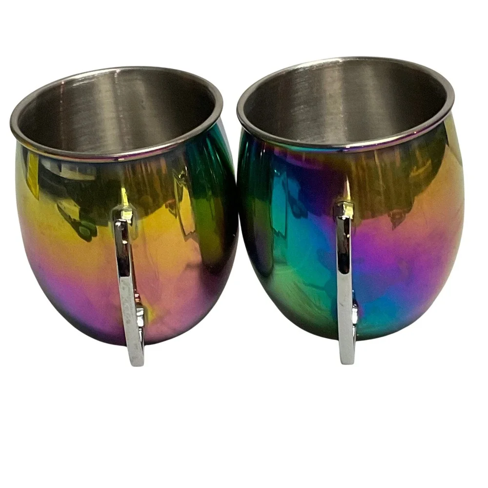 Cambridge titanium set 2 20 ounce Moscow mule mugs rainbow metal 9283MCW
